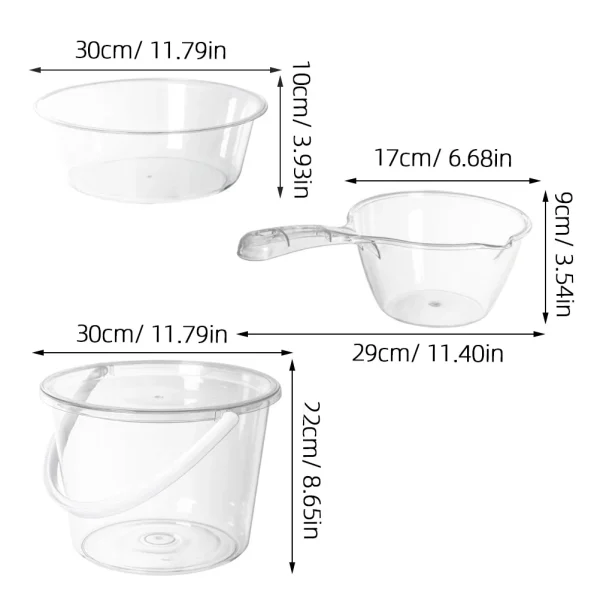 Transparent Foot Washing Bucket Set Large Capacity Thickened Plastic Portable Bucket Home Bath Dormitory Multipurpose Water 6