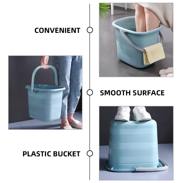 Plastic 11L Blue Small Square Bucket with Handle for Home Cleaning Bathing Water Storage Durable Multipurpose Bucket 2