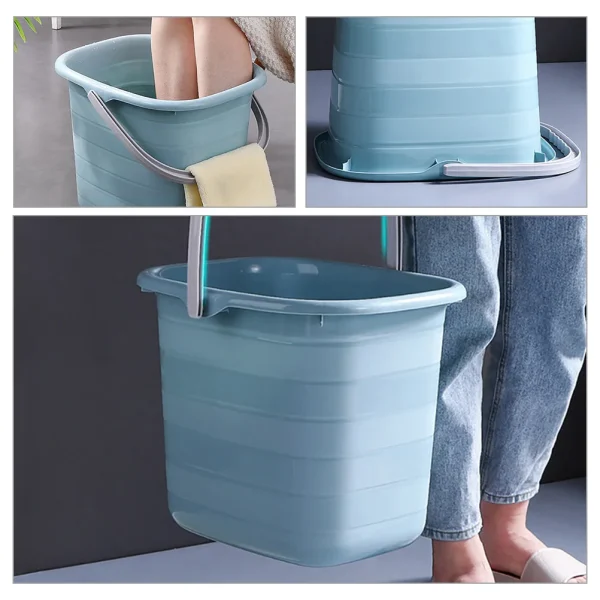 Plastic 11L Blue Small Square Bucket with Handle for Home Cleaning Bathing Water Storage Durable Multipurpose Bucket 5