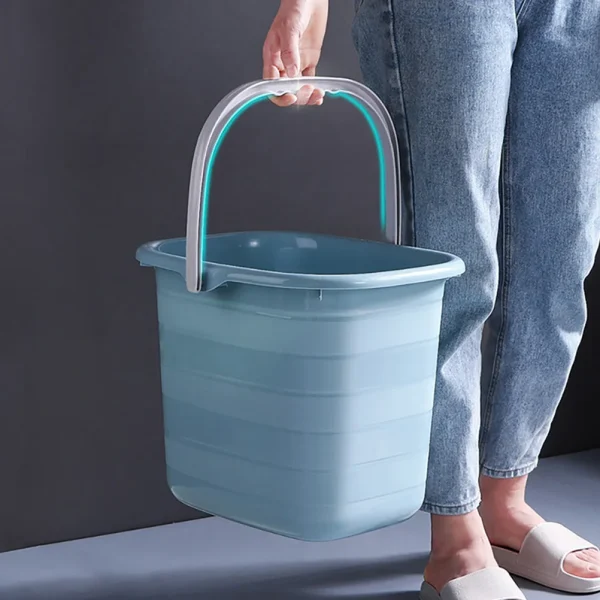 Plastic 11L Blue Small Square Bucket with Handle for Home Cleaning Bathing Water Storage Durable Multipurpose Bucket 6
