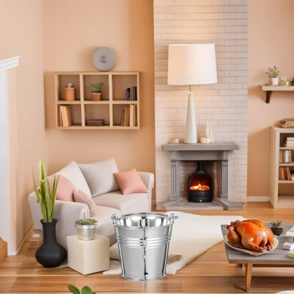 10pcs Mini Simulated Plastic Water Buckets Silver Handles Lightweight Kids Play Toy Durable Material Indoor Outdoor Fun 2