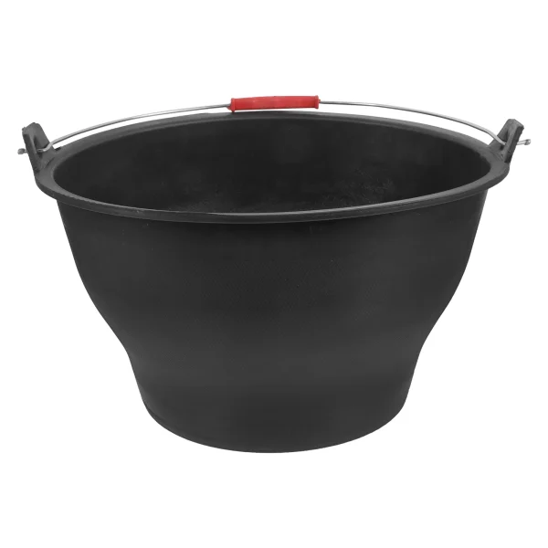 Portable Construction Grey Bucket 30cm Opening 17cm Bottom 17.5cm Height Heavy Duty Rubber Bucket Cement Mixing Storage 4