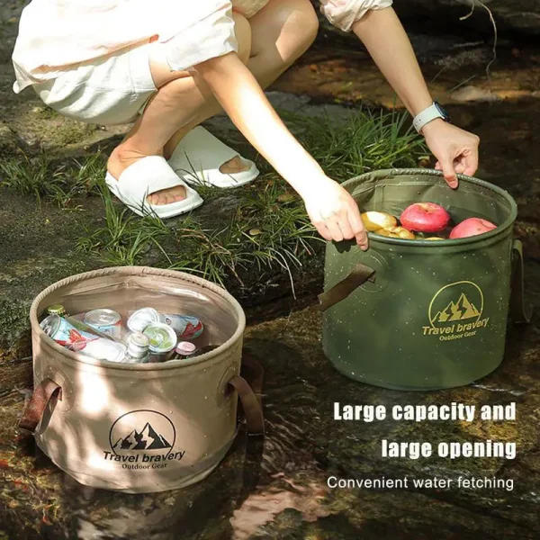 10L Folding Portable Bucket with Cover Car Wash Fishing Bathroom Tool Silicone Bucket Outdoor Camping Household Supplies ﻿ 2