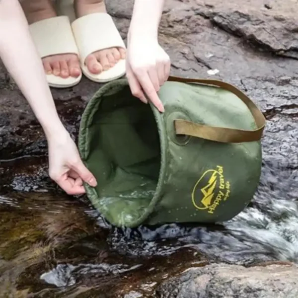10L Folding Portable Bucket with Cover Car Wash Fishing Bathroom Tool Silicone Bucket Outdoor Camping Household Supplies ﻿ 4