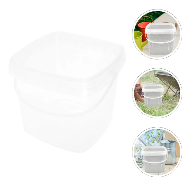 Plastic Bucket Clear Square Container with Lid Gallon CAR WASH Basin Pp Lightweight Outdoor Food Storage Leakproof Design 2
