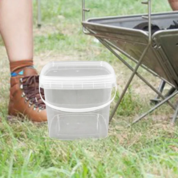 Plastic Bucket Clear Square Container with Lid Gallon CAR WASH Basin Pp Lightweight Outdoor Food Storage Leakproof Design 3