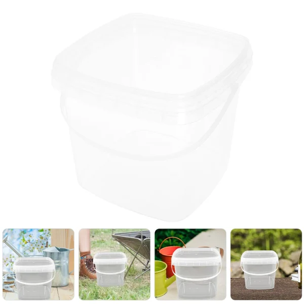 Plastic Bucket Clear Square Container with Lid Gallon CAR WASH Basin Pp Lightweight Outdoor Food Storage Leakproof Design 5
