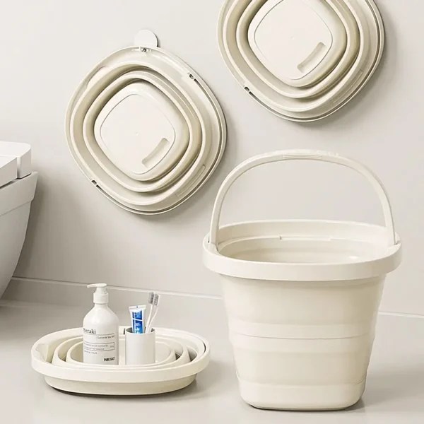 Multifunctional Folding Bucket 5/10L Space-Saving Outdoor Fishing Bucket Thickened Compact Collapsible Wash Basin 3
