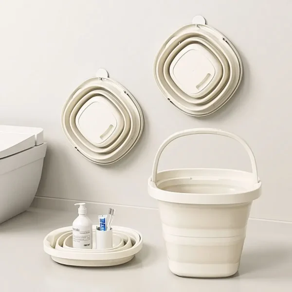 Multifunctional Folding Bucket 5/10L Space-Saving Outdoor Fishing Bucket Thickened Compact Collapsible Wash Basin 4