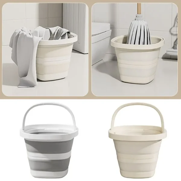 Multifunctional Folding Bucket 5/10L Space-Saving Outdoor Fishing Bucket Thickened Compact Collapsible Wash Basin 5