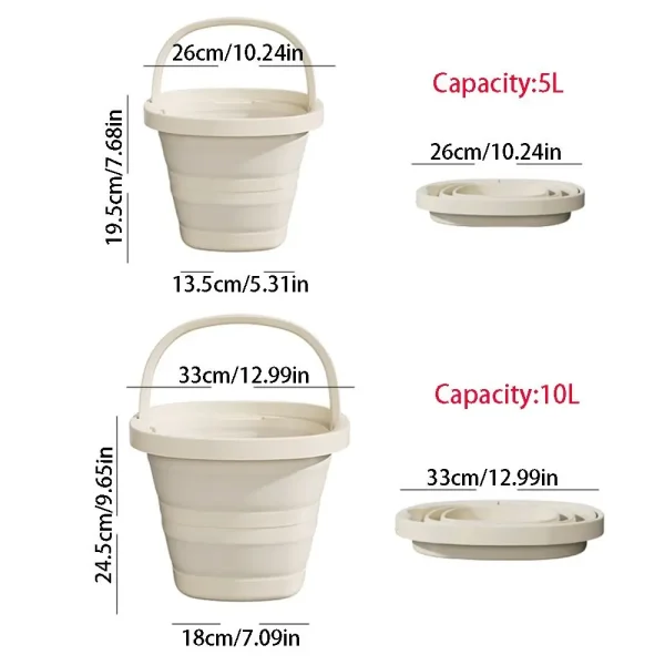 Multifunctional Folding Bucket 5/10L Space-Saving Outdoor Fishing Bucket Thickened Compact Collapsible Wash Basin 6