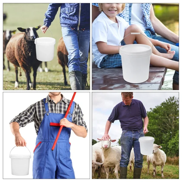 Plastic Bucket Household Sealed Paint Pail Containers Utility Gallon Small Water Storage Pet Food Grade Bucket Lid 6