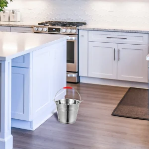Stainless Steel Bucket 24cm 6L Handled Portable Water Milk Storage Container Round Metal Bucket for Home Kitchen Garden 1
