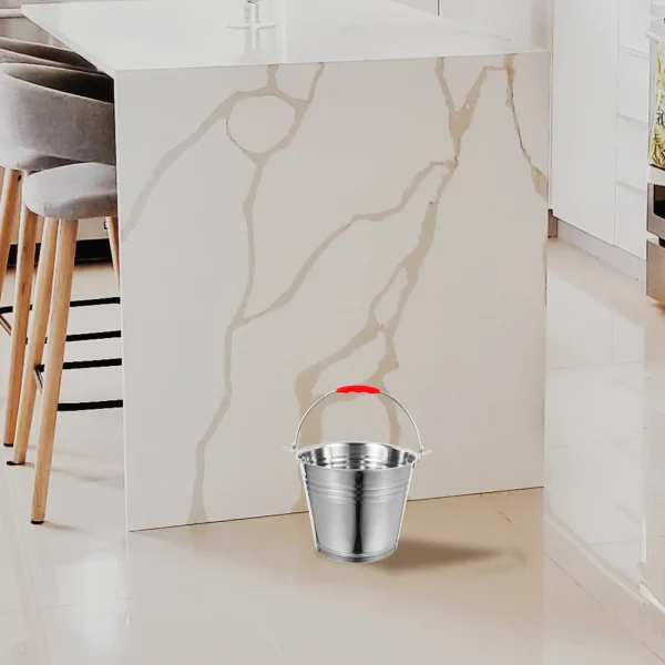 Stainless Steel Bucket 24cm 6L Handled Portable Water Milk Storage Container Round Metal Bucket for Home Kitchen Garden 5