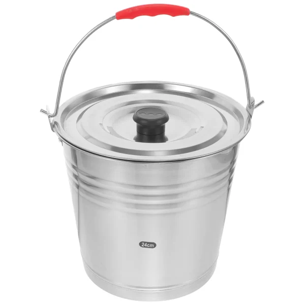 Stainless Steel Bucket 6L Water Container with Lid 24cm for Cooling Beverages Ice Storage Suitable Party KTV Beach Hotel Bar 3