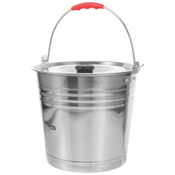 Stainless Steel Bucket 6L Water Container with Lid 24cm for Cooling Beverages Ice Storage Suitable Party KTV Beach Hotel Bar 4