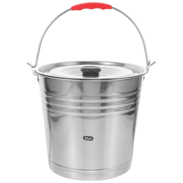 Stainless Steel Bucket 6L Water Container with Lid 24cm for Cooling Beverages Ice Storage Suitable Party KTV Beach Hotel Bar 5