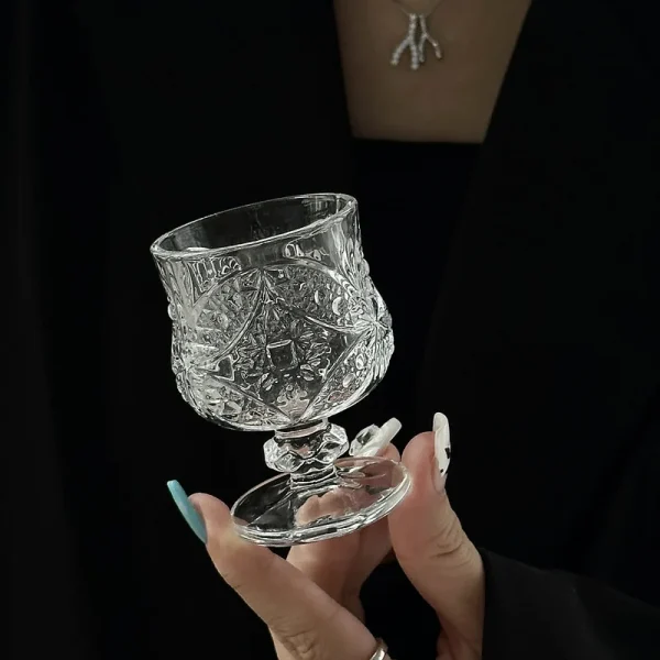 6pcs Creative Wine Glass Set Engraved Cup Mini Cups Butterfly Pattern Cups Drinkware Transparent Home Accessories Wedding Gifts 2
