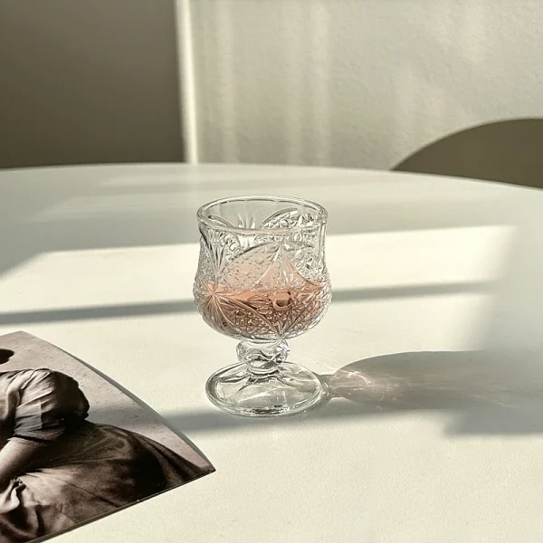 6pcs Creative Wine Glass Set Engraved Cup Mini Cups Butterfly Pattern Cups Drinkware Transparent Home Accessories Wedding Gifts 4