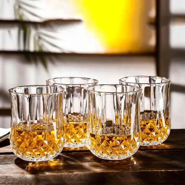 4pcs Wine Glass Set Diamond Painting Juice Cup Household Party Whiskey Cups Drinking Glasses Drinkware Transparent Wedding Gifts 1