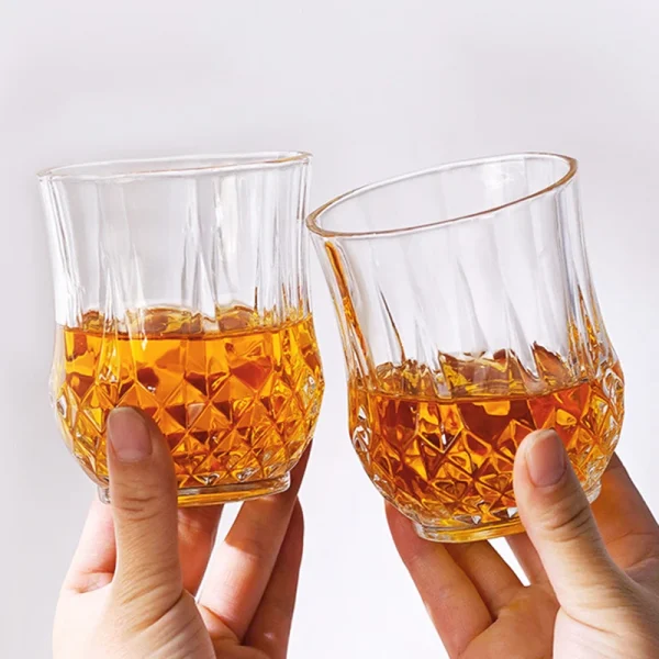 4pcs Wine Glass Set Diamond Painting Juice Cup Household Party Whiskey Cups Drinking Glasses Drinkware Transparent Wedding Gifts 2