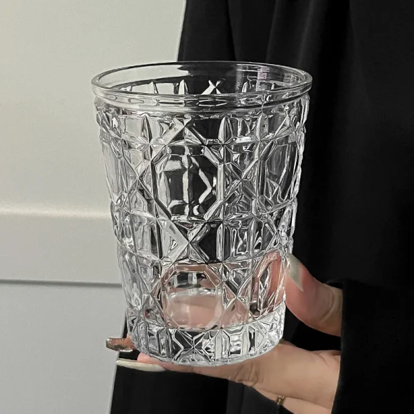 4pcs Glass Set for Drinking 10.5oz Household Whiskey Cups Diamond Painting Wine Glass Juice Drinks Glasses Transparent Drinkware 5