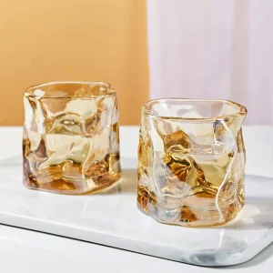 2pcs 280ml Amber Color Wine Glass Set Irregular Twist Cup Restaurant Creative Wine Utensils Whiskey Cocktail Glasses Drinkware 1