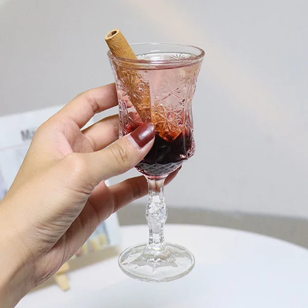 100ml Transparent Champagne Glass 6pcs Set Creative Carved High Footed Cup Restaurant Cocktail Glass Bar Drinkware Perfect Gift 2