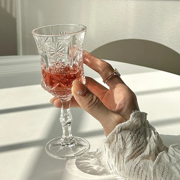 100ml Transparent Champagne Glass 6pcs Set Creative Carved High Footed Cup Restaurant Cocktail Glass Bar Drinkware Perfect Gift 3