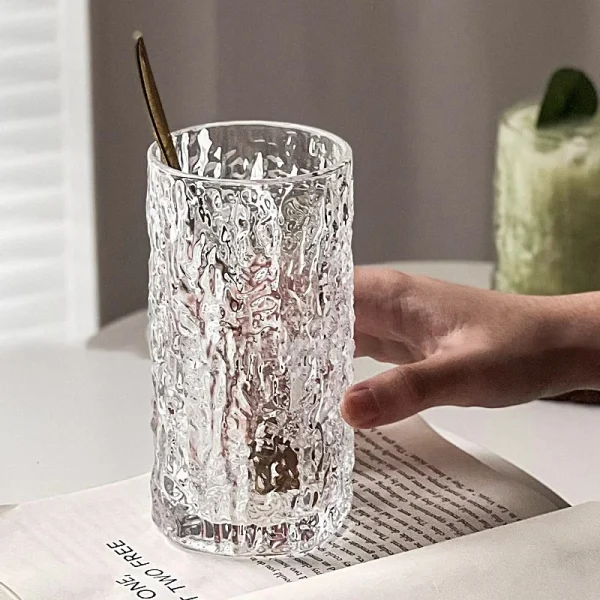 2pcs Set Ice Pattern Glass Coffee Mugs Glacier Hammered Glass Juice Milk Whiskey Cocktail Creative Drinking Glasses Drinkware 1