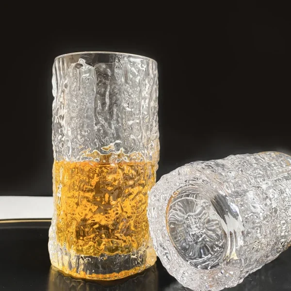 2pcs Set Ice Pattern Glass Coffee Mugs Glacier Hammered Glass Juice Milk Whiskey Cocktail Creative Drinking Glasses Drinkware 2