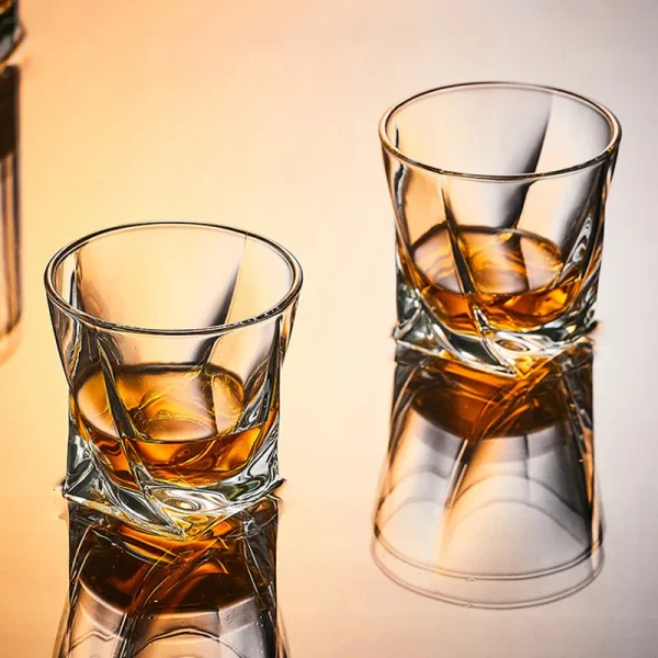 10oz 2pcs Set Water Cup Creative Geometry Glass Whiskey Foreign Wine Cups Twisted Grain Coffee Mug Cocktail Cups Glass Drinkware 1