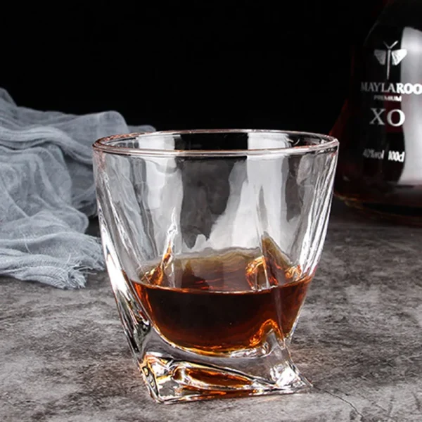 10oz 2pcs Set Water Cup Creative Geometry Glass Whiskey Foreign Wine Cups Twisted Grain Coffee Mug Cocktail Cups Glass Drinkware 3