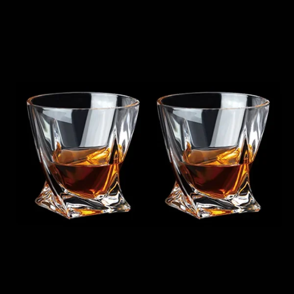 10oz 2pcs Set Water Cup Creative Geometry Glass Whiskey Foreign Wine Cups Twisted Grain Coffee Mug Cocktail Cups Glass Drinkware 5