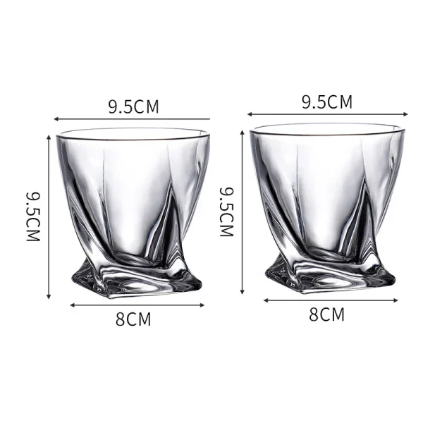10oz 2pcs Set Water Cup Creative Geometry Glass Whiskey Foreign Wine Cups Twisted Grain Coffee Mug Cocktail Cups Glass Drinkware 6