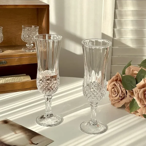 Vintage Diamond Painting Glass Red Wine Glass Cup Set Transparent Wedding Gifts Drinkware Creative Gifts for Housewarming Party 1