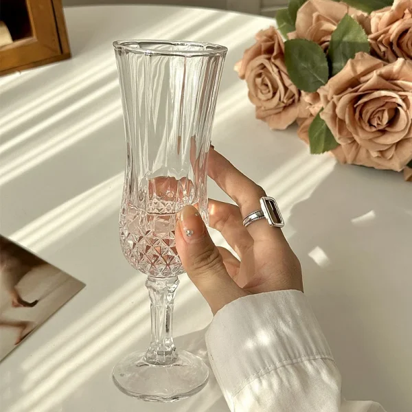 Vintage Diamond Painting Glass Red Wine Glass Cup Set Transparent Wedding Gifts Drinkware Creative Gifts for Housewarming Party 2