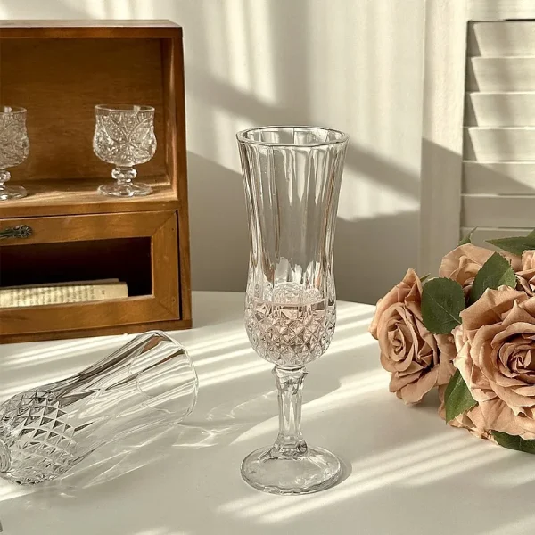 Vintage Diamond Painting Glass Red Wine Glass Cup Set Transparent Wedding Gifts Drinkware Creative Gifts for Housewarming Party 3
