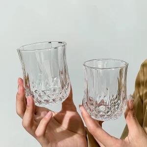 2pcs Diamond Painting Wine Glass Set Juice Whiskey Cocktail Drinking Glasses Household Party Drinkware Transparent Wedding Gifts 1