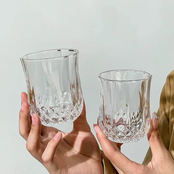 2pcs Diamond Painting Wine Glass Set Juice Whiskey Cocktail Drinking Glasses Household Party Drinkware Transparent Wedding Gifts 1