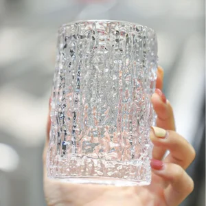 2pcs Set Wine Glass Cocktail Cups Drinking Bottle Simple Mug Transparent Glacier Glass Tree Bark Pattern Cup Household Drinkware 1