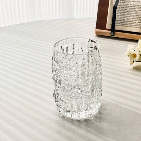 2pcs Set Wine Glass Cocktail Cups Drinking Bottle Simple Mug Transparent Glacier Glass Tree Bark Pattern Cup Household Drinkware 3