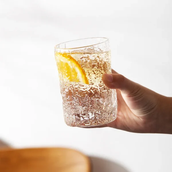2pcs Set Wine Glass Cocktail Cups Drinking Bottle Simple Mug Transparent Glacier Glass Tree Bark Pattern Cup Household Drinkware 4