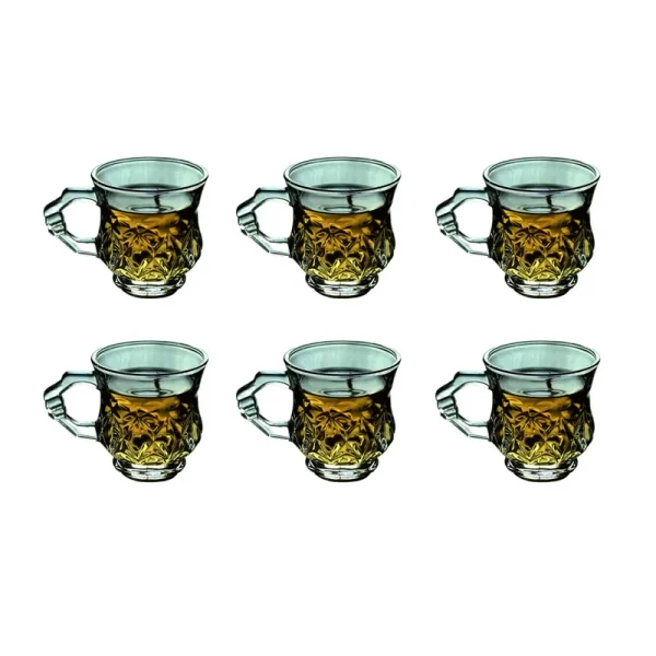6pcs Luxury Coffee Cups Glass Set 4.8oz Glasses Cup Modern Mugs with Handle Transparent Juice Milk Drinking Glasses Drinkware 1