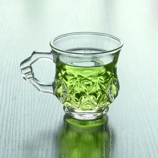 6pcs Luxury Coffee Cups Glass Set 4.8oz Glasses Cup Modern Mugs with Handle Transparent Juice Milk Drinking Glasses Drinkware 3