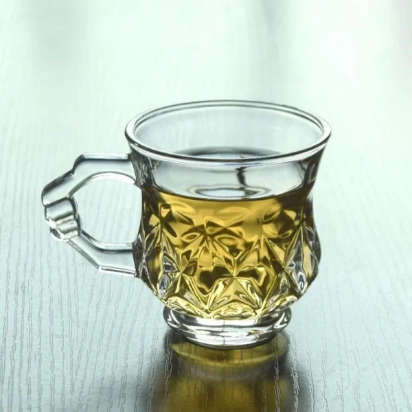 6pcs Luxury Coffee Cups Glass Set 4.8oz Glasses Cup Modern Mugs with Handle Transparent Juice Milk Drinking Glasses Drinkware 4