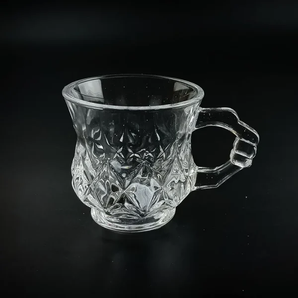 6pcs Luxury Coffee Cups Glass Set 4.8oz Glasses Cup Modern Mugs with Handle Transparent Juice Milk Drinking Glasses Drinkware 6