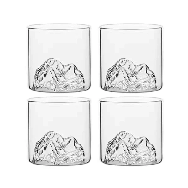 4pcs Set 3D Scenic Cup Vodka Foreign Wine Cups Gifts Cocktail Mug 170ml Japanese Style Transparent Whisky Glass Cup Drinkware 5