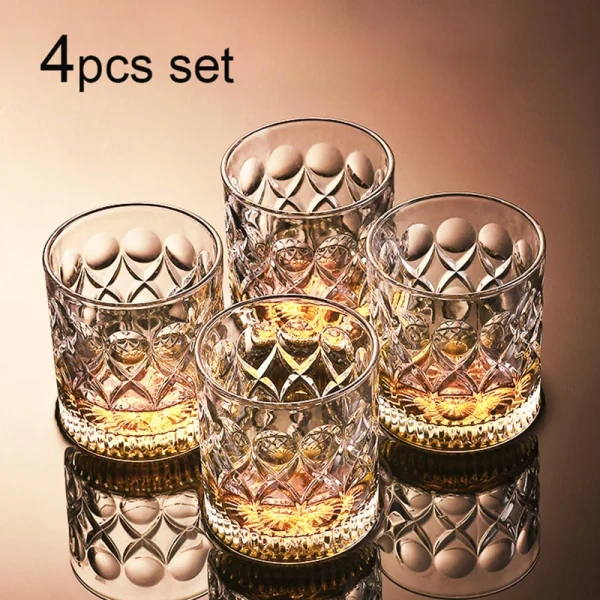 4pcs Wine Glasses Set 360ml Drinkware Glass Cups Bar Classical Crystal Glass Transparent Beer Cup Retro Solid Color Relief Cups 1
