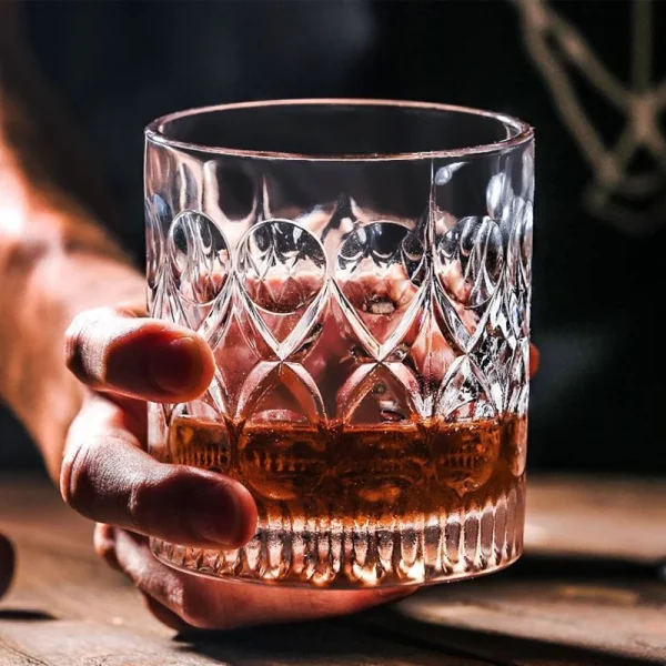 4pcs Wine Glasses Set 360ml Drinkware Glass Cups Bar Classical Crystal Glass Transparent Beer Cup Retro Solid Color Relief Cups 3
